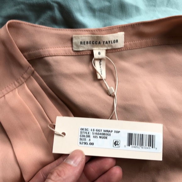 NEW Rebecca Taylor nude georgette wrap top - Picture 3 of 4